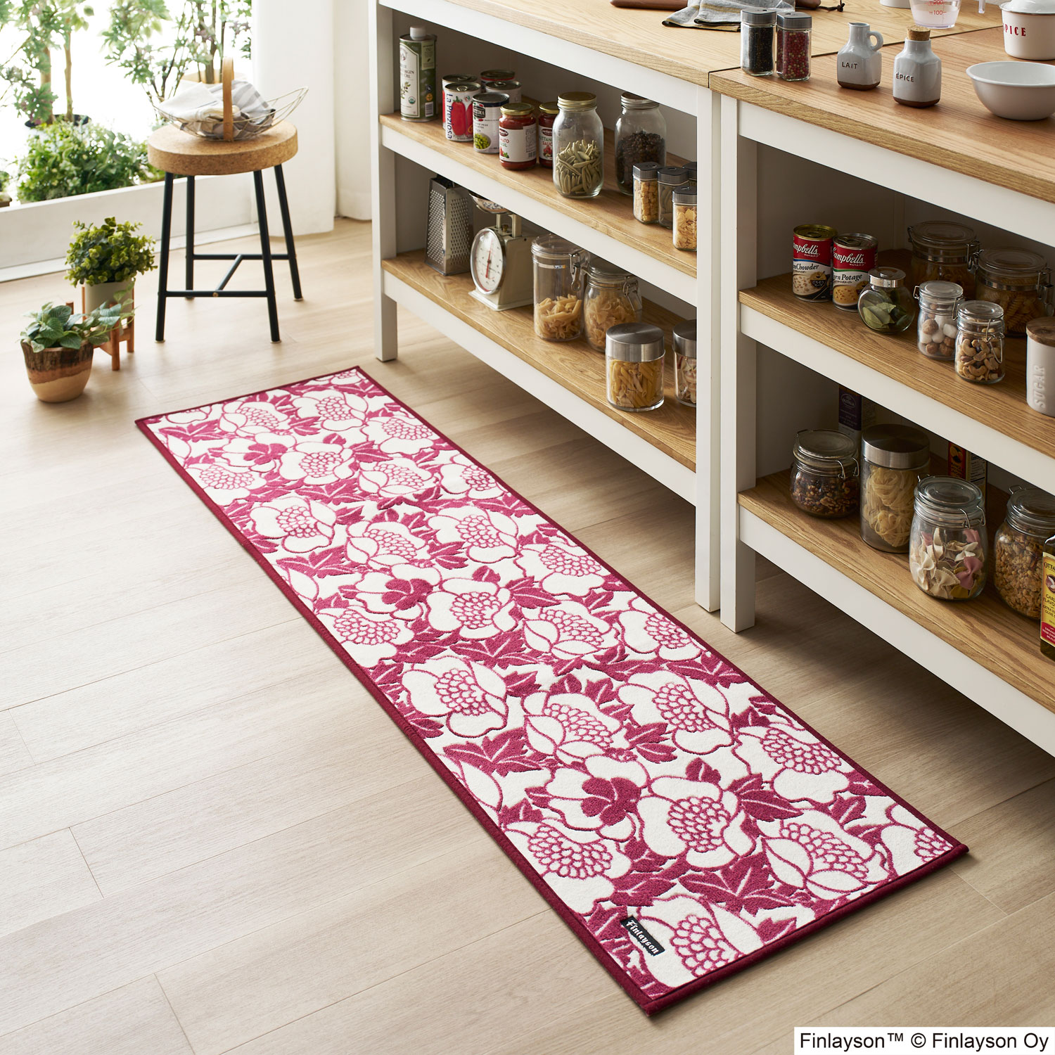 フィンレイソン ANNUKKA(アンヌッカ) キッチンマット【サイズ：約50cm×180cm】[JE1877]デザイナーズブランド Finlayson 日本製洗濯機洗いOK 滑り止め 抗菌 防臭 吸水 速乾水回りマット ロングマット