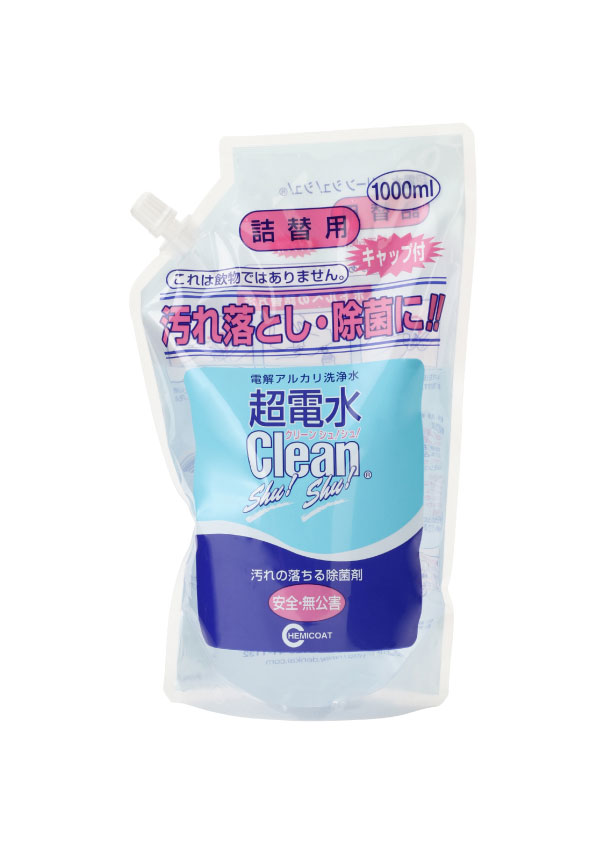 超電水クリーンシュ!シュ! 詰め替え 1000ml 1L ケミコート 洗剤 赤ちゃん ペット 安心 安全 電解アルカリイオン水 バス トイレ リビング キッチン...