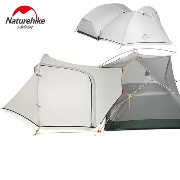 D型カラビナ付【NatureHike】前室を拡張するテント付 Monger 2人用テント 自立式 耐水圧：4000mm 超軽量 ダブルウォールテント キャンプテント ダブルレイヤーUV40 紫外線防止 ハイキング アウトドア ビーチテント 簡易テント ポップアップテント ドームテント