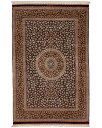 ペルシャ絨毯 クム産 ファタヒ工房 シルク 約130cm x 200cm 約1.5畳 リビングサイズ 絹 レッド 赤色 ファタヒ工房 サラサラ ツヤツヤ 艶 光沢 上品 高級 メダリオン 唐草模様 ホットカーペット対応 床暖房対応 一年中 オールシーズン 現品限り 一点もの ペルシャ製 手織り