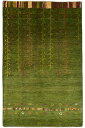 ペルシャギャッベ ファインクオリティ 約121cm x 191cm リビングサイズ グリーン ウール100% 緑色 羊毛 天然 モコモコ ふかふか 羊毛 ホット...