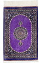 ペルシャ絨毯 シルク 約60cm x 90cm 玄関マットサイズ パープル 紫 メダリオン 唐草模様 ホットカーペット対応 床暖房対応 オールシーズン 一年中 ...