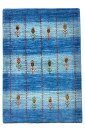 ペルシャギャッべ ファインクオリティ 約102cm x 149cm ブルー 青色 ウール100% 羊毛 天然 厚手 現品限り ホットカーペット対応 床暖房対応 ...
