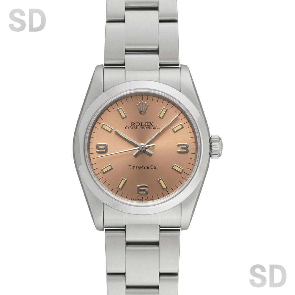 【無金利60回ローン】ROLEX ロレックス オイスターパーペチュアル × ティファニー 67480 ピンク/ローマ ボーイズ 【中古】