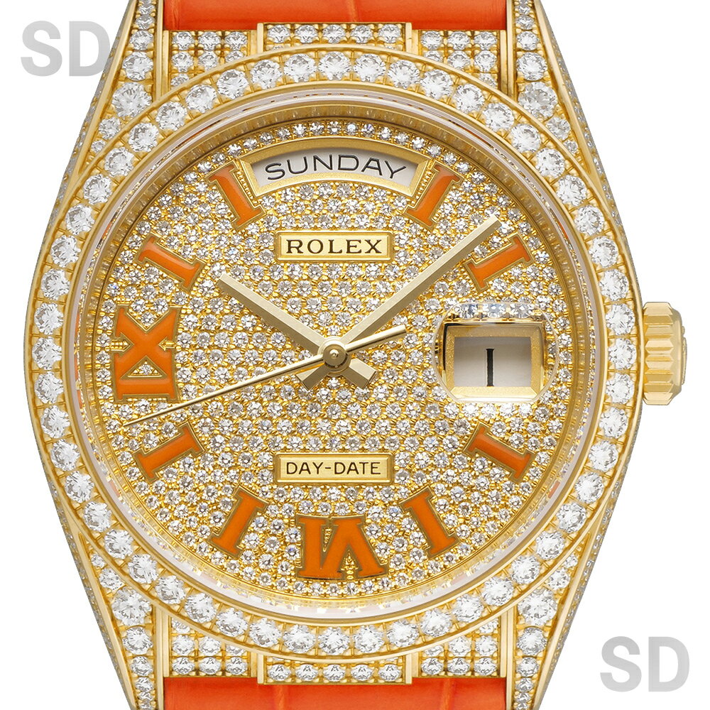 【無金利60回ローン】ROLEX ロレックス デイデイト36 128158RBR ダイヤモンド/コーラル/ローマ メンズ 【中古】