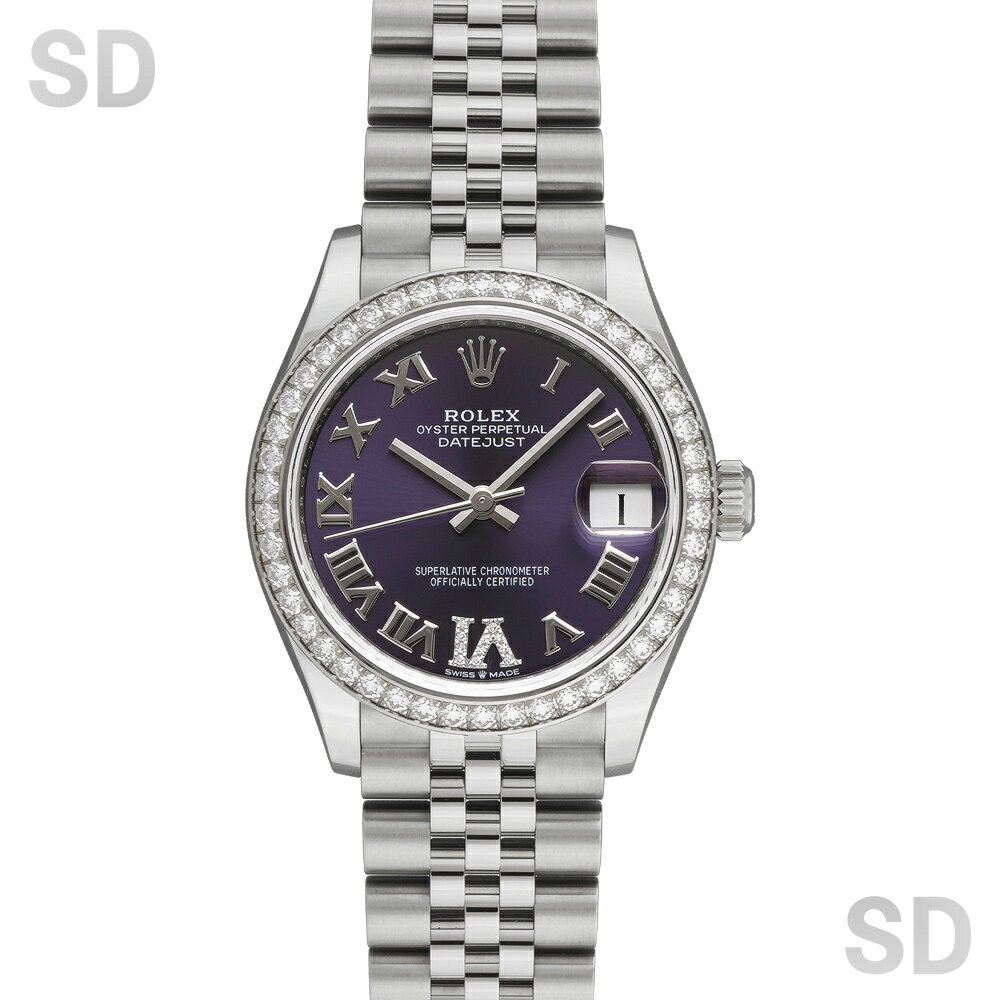 【無金利60回ローン】ROLEX ロレックス デイトジャスト31 278384RBR オーベルジーヌ/6ダイヤ/ダイヤベゼル ボーイズ 【中古】