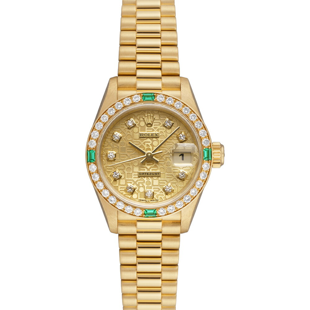 C, D, T, R, W - 【無金利60回ローン】ROLEX ロレックス デイトジャスト 69078G シャンパンコンピューター/ダイヤ/ベゼルエメラルドダイヤ レディース 【中古】