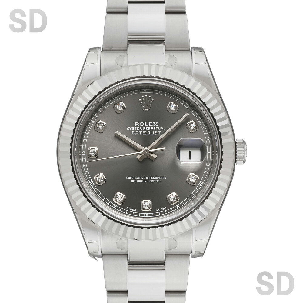 【無金利60回ローン】ROLEX ロレックス デイトジャストII 116334G ダークロジウム/ダイヤ メンズ 【中古】