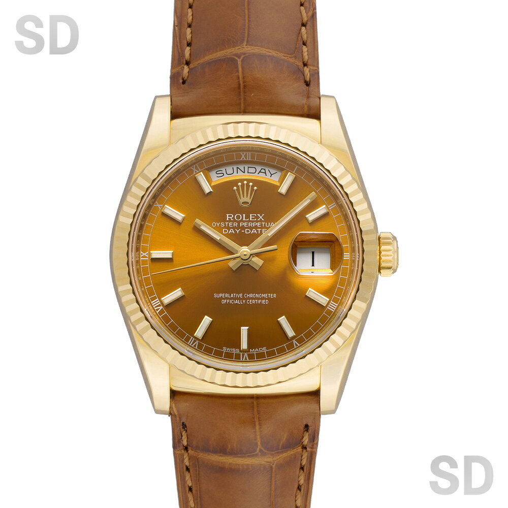 【無金利60回ローン】ROLEX ロレックス デイデイト36 118138 コニャック メンズ 【中古】