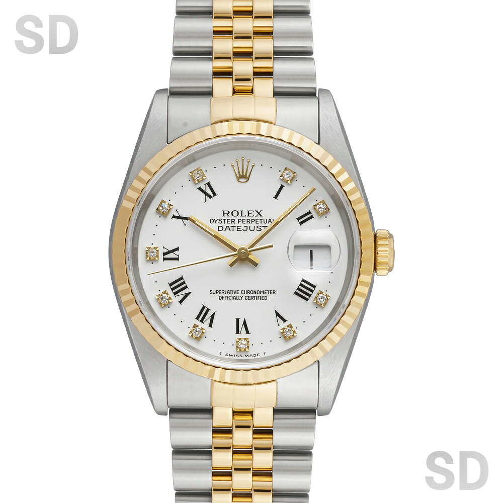 【無金利60回ローン】ROLEX ロレックス デイトジャスト 16233G ホワイト/プリントローマ メンズ 【中古】