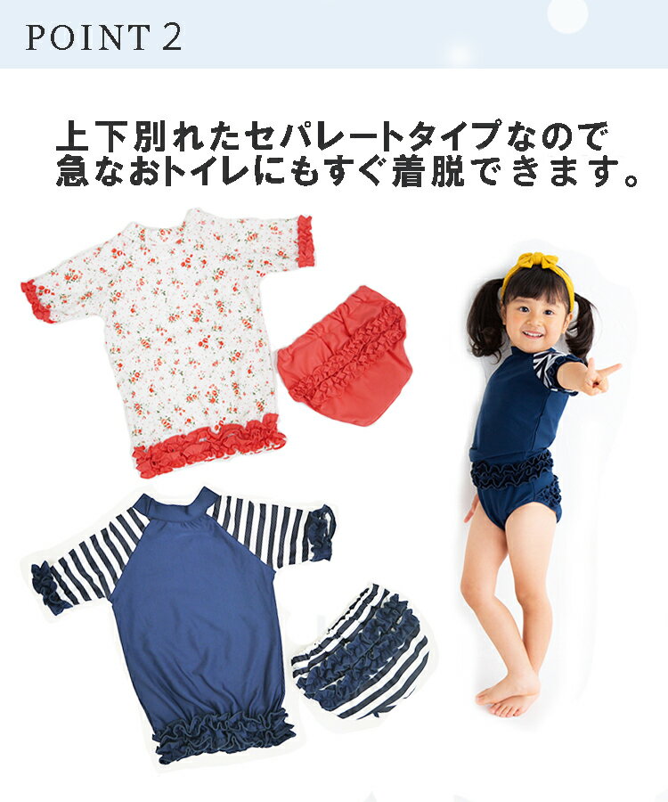 【SS限定ポイント50％OFF】ベビー 水着 水遊び スイミング　パンツ スイムパンツ 赤ちゃん 女の子ラップ ラッシュガード 70 80 90 95 100 cm ラッフルバッツ 長袖 ベビー水着 水着ベビー 赤ちゃん水着 UVカット 紫外線対策 おむつ オムツ　幼稚園　セパレート　上下セット