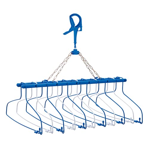 11連式ブルー/W54×D40×H49cm/217338・パッケージ個数:1・本体サイズ:約W54×D40×H49cm・本体重量:約0.86kg・本体バー:ポリプロピレン、ハンガー部:PE被膜鉄線・原産国:中国