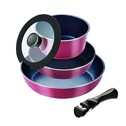 パール金属 スタックプラス ブルーダイヤモンドコートIH対応クックウェア5点セットA レッド HB-5629 送料無料