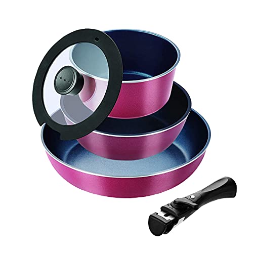 パール金属 スタックプラス ブルーダイヤモンドコートIH対応クックウェア5点セットB レッド HB-5631 送料無料