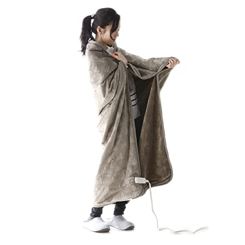 広電(KODEN) 電気毛布 ひざかけ 140×140cm ホットローブ グレイジュ 洗える スライド温度調節 8hOFF ダニ退治 C 送料無料