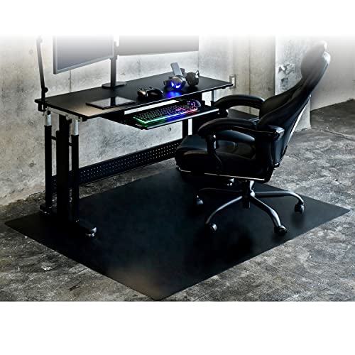 山善(YAMAZEN) チェアマット (デスク&チェアマット) 幅130×奥行160cm キズや汚れに強い 床保護 ゲーミング ブラック 送料無料