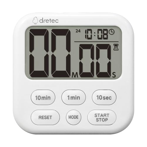 ドリテック(dretec) タイマー 大画面 切替え不要! 時計とタイマーを1画面に表示 勉強 キッチン シャボ..