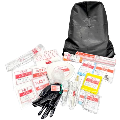 ナップサック20点ブラック/幅50×長さ60cm/YBN-20・PatternName:単品Style:ナップサック20点・パッケージ個数:1・【便利な防災用品20点セット】災害時の一次避難に必要なものをまとめた防災グッズの20点セットです...