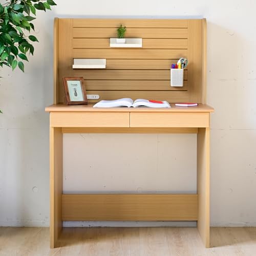 山善(YAMAZEN) デスク 勉強机 組立簡単 (フックを穴にカチッとはめるだけ/工具不要) 2口コンセント付き 幅84.2×奥行50 送料無料