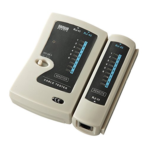サンワサプライ LANケーブルテスター 結線・断線チェック RJ45コネクタ付きUTP・STPケーブル/RJ-11コネクタモジュラーケー 送料無料