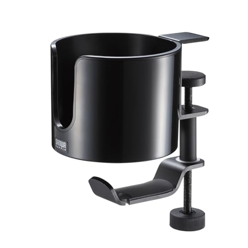 サンワサプライ ドリンクホルダー付きバッグハンガー PDA-STN76BK 送料無料