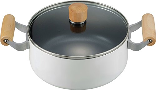 和平フレイズ(Wahei freiz) 両手鍋 20cm ガラス蓋付 ホワイト 木柄 IH・ガス対応 ノルディーズ NR-7975 送料無料