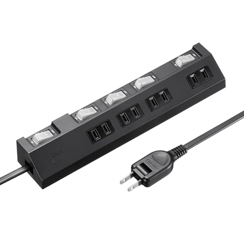 サンワサプライ 電源タップ 4個口・2ピン(2m) 節電 個別・一括集中スイッチ ホコリ防止シャッター 強力..