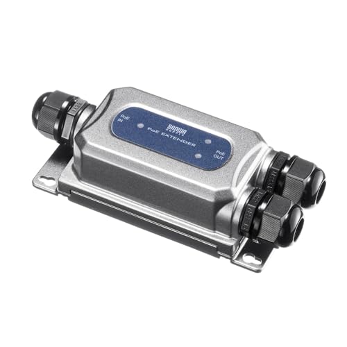 サンワサプライ PoEエクステンダー 防水対応(IP67) 2分配出力 最大100m延長 動作温度-20〜60℃対応 LAN-..