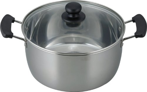 和平フレイズ(Wahei freiz) 両手鍋 24cm ステンレス ガラス蓋付 IH・ガス対応 レシード RR-6891 シルバー 送料無料