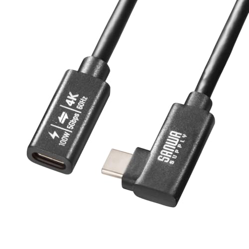 サンワサプライ USB5Gbps Type-C延長ケーブル（L型・PD100W・0.5m） KU-5GCCP100ENL05 送料無料