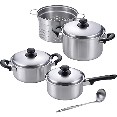 和平フレイズ 燕三条 片手鍋 18cm & 両手鍋 20cm & パスタポット 22cm お玉付 ステンレス IH・ガス対応..