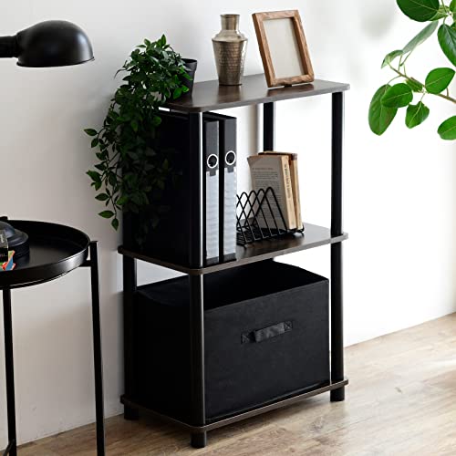 山善(YAMAZEN) ラック 棚 (スリム) A4対応 【組立かんたん】 3段 幅47×奥行27×高さ76cm ダークブラウン..