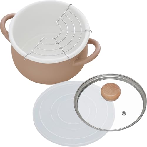 和平フレイズ 琺瑯 鍋 クッキングポット 20cm ブラウン IH対応 ガス 両手鍋 揚げ鍋 天麩羅 天ぷら スト..