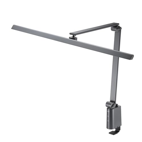 クランプ固定式ガンメタリック/-/LED-DESK2GM・Style:クランプ固定式・パッケージ個数:1・幅80cmのワイドサイズで、デスク全体を均一に照らします。・クランプ固定式を採用し、省スペースに設置が可能です。・クランプ固定も下から締めずに、デスク上から締めて固定できます。・アームは3関節で、手元や必要な場所にLEDを動かして明るさ範囲を変えることができます。・調色は5段階で、昼白色/電球色/温白色/中間色/白色と使用シーンによって変えることが可能です。●幅80cmのワイドサイズで、デスク全体を均一に照らします。 ●クランプ固定式を採用し、省スペースに設置が可能です。 ●クランプ固定も下から締めずに、デスク上から締めて固定できます。 ●アームは3関節で、手元や必要な場所にLEDを動かして明るさ範囲を変えることができます。 ●調色は5段階で、昼白色/電球色/温白色/中間色/白色と使用シーンによって変えることが可能です。 ●調光はスイッチを長押しで、無段階に調整が可能です。 ●タッチセンサースイッチを採用しており、無駄なく操作ができます。 ●電気用品安全法（PES）技術基準適合品です。 ■調色：5段階（昼白色・電球色・温白色・中間色・白色） ■色温度：2700〜6500K ■光束：最大900ルーメン ■調光：無段階 ■電源：AC電源 ■消費電力：約18W ■サイズ：約W800×D500×H680mm ■重量：約1.3kg ■ケーブル長：約1.5m ■アーム長：約680mm ■クランプ対応範囲：約15〜95mm（出しろが70mm以上） ■セット内容：本体、ACアダプタ（24V/1A）