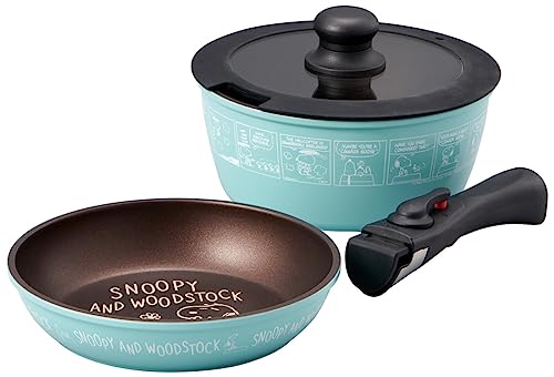 スケーター(Skater) 取っ手が取れる 鍋 & フライパン 4点セット(鍋20cm フライパン20cm 蓋 取っ手) IH対応 スヌ 送料無料