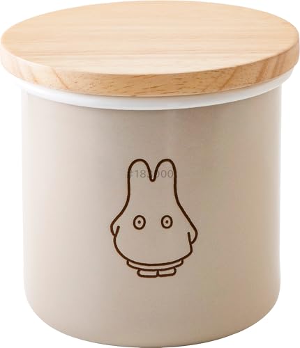 富士ホーロー ミッフィー パステル 保存容器 キャニスター 木製 蓋 パッキン付き 9cm グレージュ おばけ miffy 琺瑯 送料無料