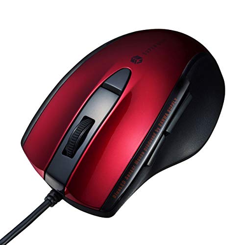 サンワサプライ(Sanwa Supply) マウス 有線 USB接続 静音 ブルーLED 5ボタン(戻る・進むボタン搭載) 中型 レッド 送料無料