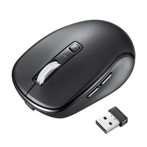 サンワサプライ 静音ワイヤレスブルーLEDマウス（充電式・5ボタン・ブラック） MA-WBS520BK 送料無料
