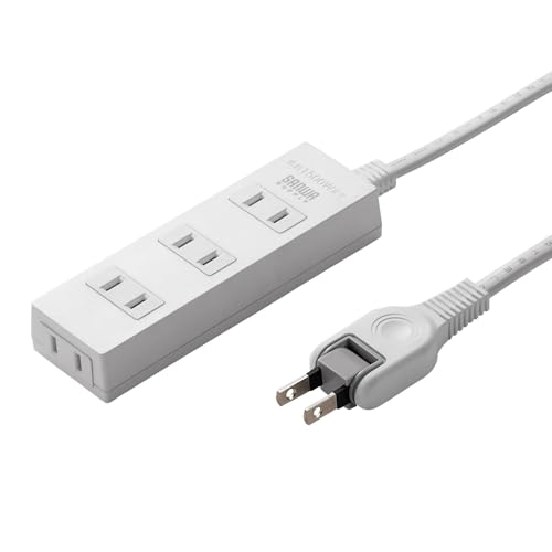 サンワサプライ 電源タップ ほこり防止シャッター 火災予防 4個口・2ピン・2m 配線しやすいスイングプラグ ホワイトTAP-TSH42 送料無料