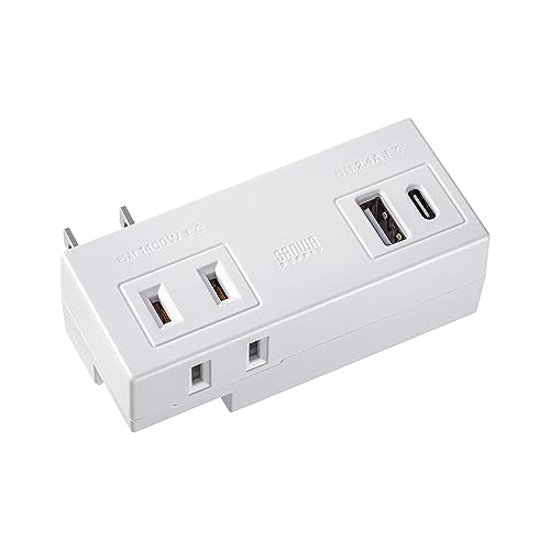 サンワサプライ(Sanwa Supply) モバイルタップ (AC×2個口+USB-A×1+Type-C×1) TAP-MUC1AC2W 送料無料