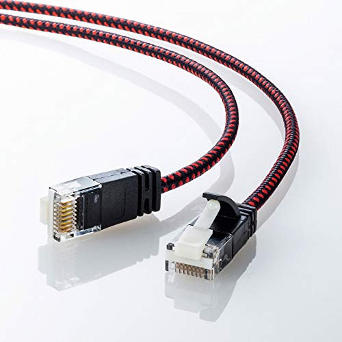 サンワサプライ CAT6A細径メッシュLANケーブル (0.5m) 10Gbps/500MHz RJ45 ツメ折れ防止 ブラック&レッ..