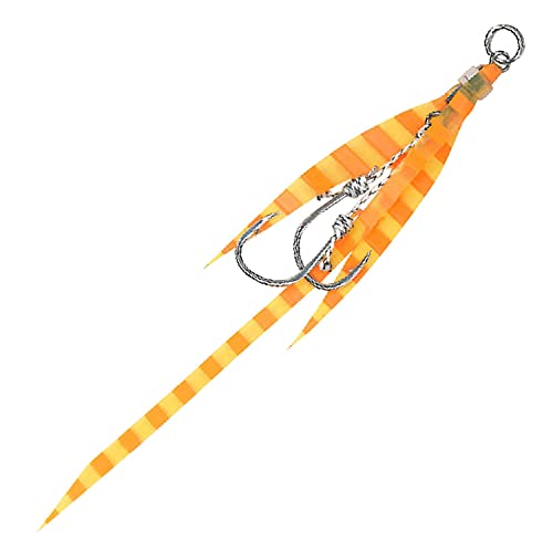 ハヤブサ アシストフックネクタイチューンフィッシュテール M FS580 ＃6オレンジゼブラ 送料無料