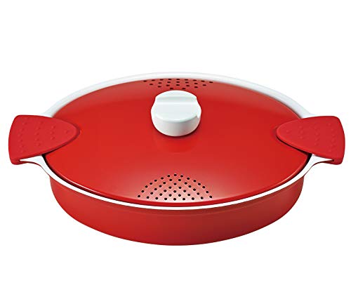 ベストコ(Bestco) パスタ鍋 レッド 3.0L イタリアーノ 湯切り IH対応 ND-8179 送料無料