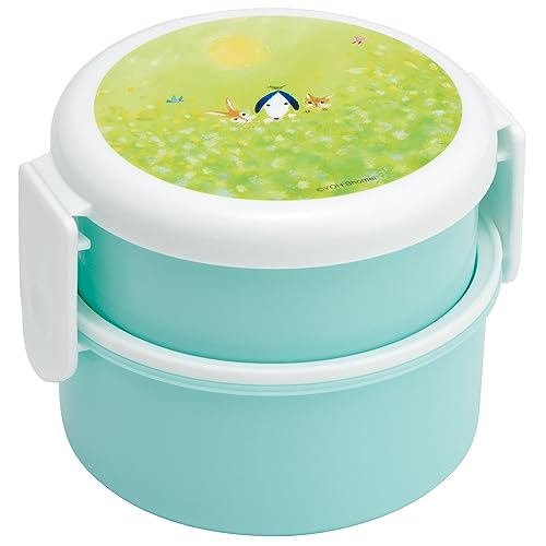 スケーター(Skater) 弁当箱 500ml 2段 丸型 おにぎりケース 抗菌 日本製 葉祥明 ONWR1AG-A 送料無料