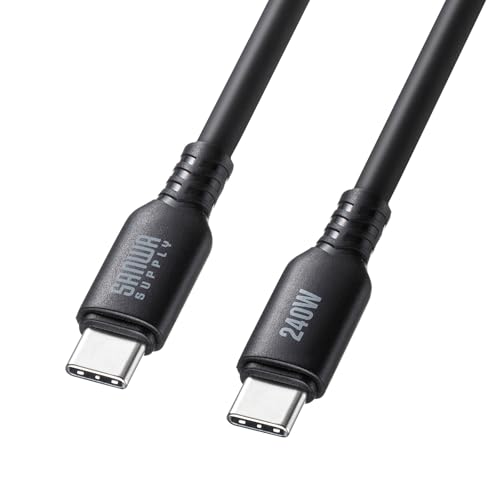サンワサプライ USB2.0 Type-C シリコンケーブル（PD240W・2m・ブラック） KU-CCPES20BK 送料無料