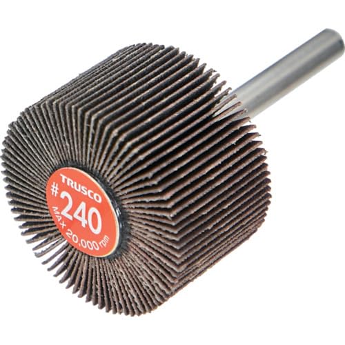 -/-/EF4025-240・パッケージ個数:1・●最高使用回転数：20000rpm●粘りある研磨布を使用し、研磨力と耐久性、低コストを実現したエコノミータイプのフラップホイールです。●ペーパーがしなり弾力性があるため、加工物にフィットした研磨ができます。●両面キャップレスで金具を使用していないため、ワークへの傷が付きにくく使用しやすいフラップホイールです。