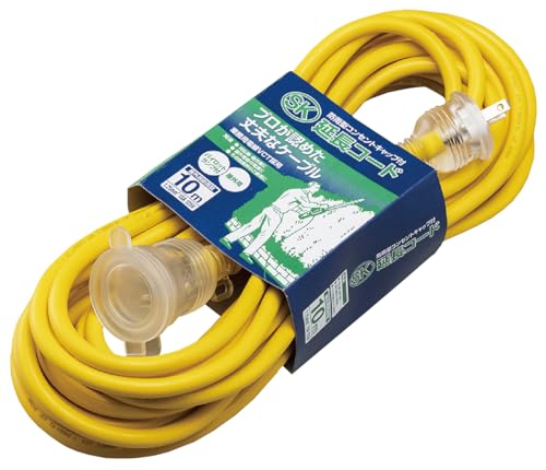 ハタヤ (HATAYA) SK防雨型延長コード 10m 屋外用 VCT1.25? 単相100V ベルトクリップ付 SK-110(Y) イ 送料無料