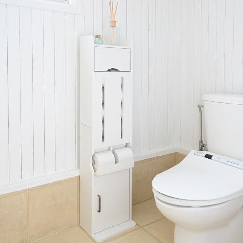 山善(YAMAZEN) トイレラックトイレットペーパー 収納 大容量 棚 ラック トイレ 幅28.5×奥行21×高さ120...