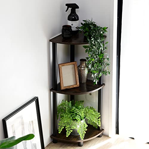 山善(YAMAZEN) ラック 棚 (スリム) A4対応 【組立かんたん】 3段コーナー 幅27×奥行27×高さ76cm ダークブラウン 送料無料