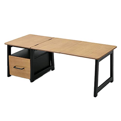 山善(YAMAZEN) 2WAY ローデスク 折りたたむとサイドテーブルに 角が丸い 引き出し (設置が左右選べる) 幅34/92×奥行 送料無料